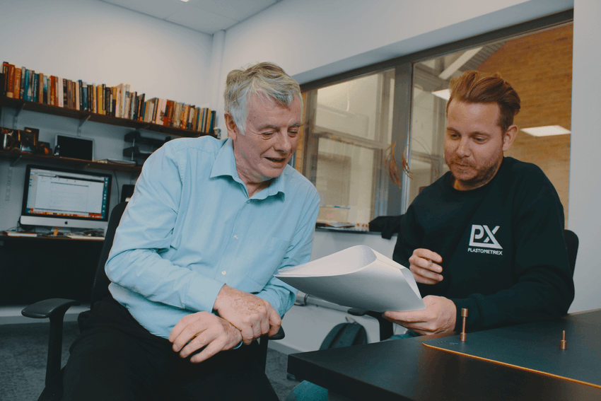 Professor Bill Clyne and Dr James Dean, materials scientists at Plastometrex.